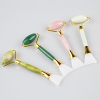 Natural Jade facial Face Roller Double-Head Beauty Roller Anti-Aging Face Eye Neck Massager Tool with mask brush