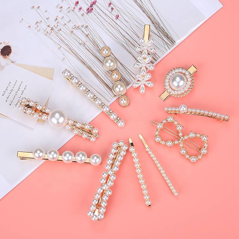 Fashion Pearl Hair Clip,Sweet Side Clip Hairpin Hair Accessories For Wedding,Artificial Pearl Gold Alloy Barrettes