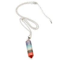 2020 crystals healing stones necklace pendant hexagonal bullet stone 7 chakra healing crystals pendant charm necklace