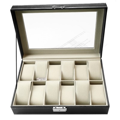 high quality new design glass window 12 slots watch box watch case packaging box