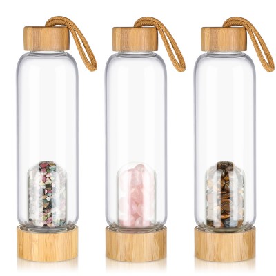 Customized high quality natural gem glass water bottle