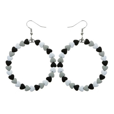 Heart Hematite Bead Hook Earrings Custom Matte Enamel Tile Bead Necklace Set For Women