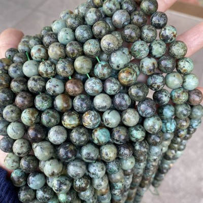 Wholesale Loose Natural African Turquoise Round Stone Beads For Gemstone Bracelet Making