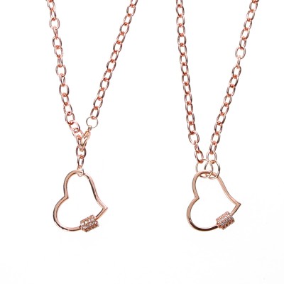 Rose Gold Heart Diamond Pendant Stainless Steel Necklace