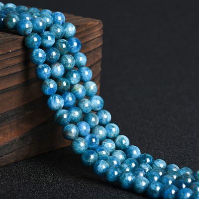 Wholesale Genuine Natural Blue Apatite Gemstone 4mm 6mm 8mm Round Loose Beads For DIY Jewellery Making