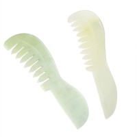 Wholesale natural green jade with handle comb scalp care gift comb