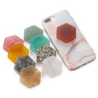 Hexagon rose quartz mobile blank phone grip sublimation sliding finger phone holder grip with custom logo