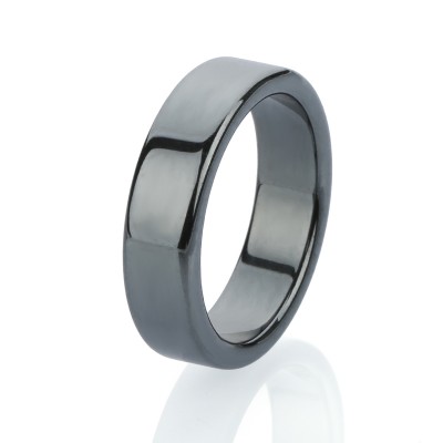 Natural hematite gemstone plain band ring  for Women Men