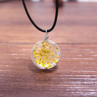 2018 Hot Sale Jewelry Accessories DIY Handmade Pressed Dry Flower European Glass Bottle Pendant Necklace