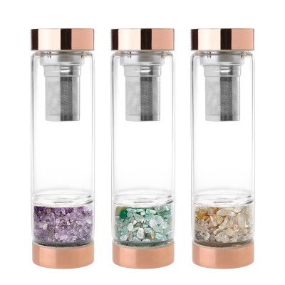 natural tea infuser healing elixir crystal gem infused crystal personalised glass water bottle 500ml