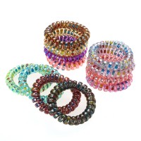 Plaid Style high quality coil hair band elastic hair ties spiral hair coils