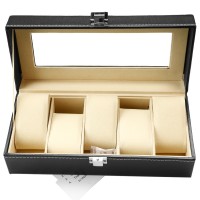 OEM luxury custom black watch box case base type 5 slots watch box