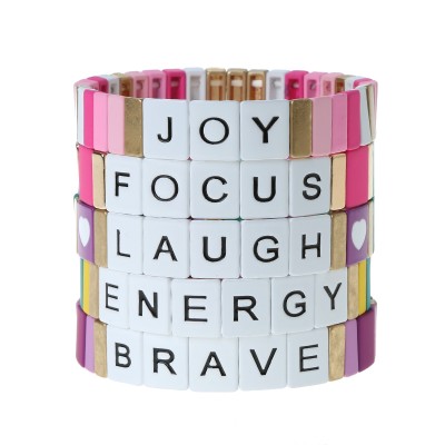 New Trending DIY Tile Jewelry Custom Inspirational Words Enamel Tile Bracelet