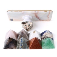 2020 new design natural stone gemstone popular grip pyramid smooth phone socket holder for phone accessories