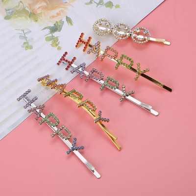 2020 NEW Fashion Crystal Hair Clips Colorful Letter Hairpins Shiny Rhinestones Hair Styling Accessories for Women