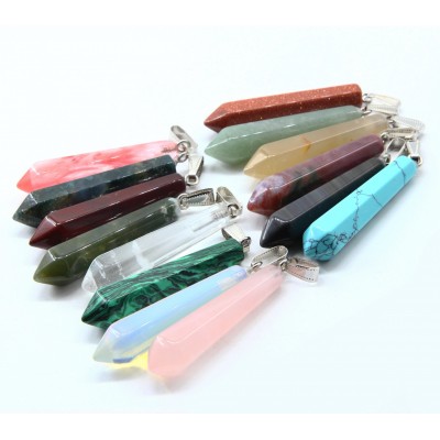 Natural Precious Gemstone Crystal Healing Hexagonal Point Pendant