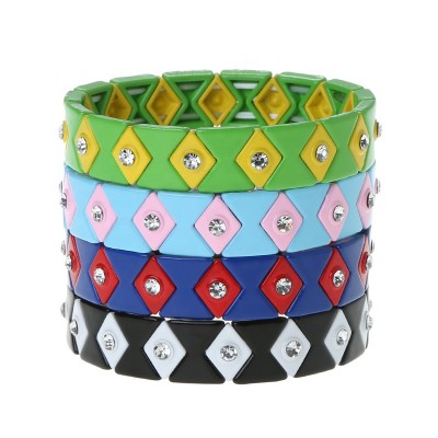 DIY  Enamel Tile Jewelry Diamond Shape Enamel Tile Bead Bracelet