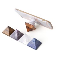 2020 new design natural stone gemstone popular grip pyramid smooth phone socket holder for phone accessories