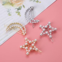 Customized star moon accessories pearl hair clip for women