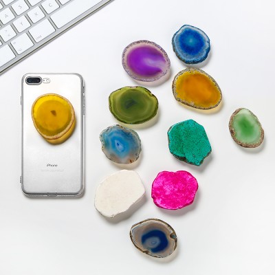 Wholesale charm decoration natural agate tablet mobile phone holder