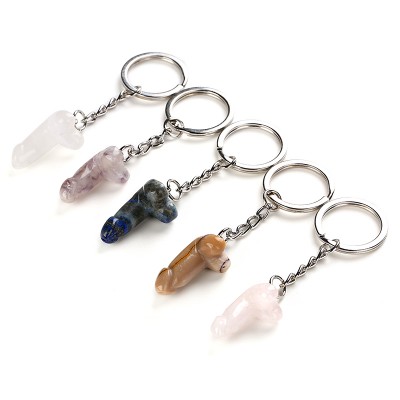 Wholesale high quality natural gem color key chain