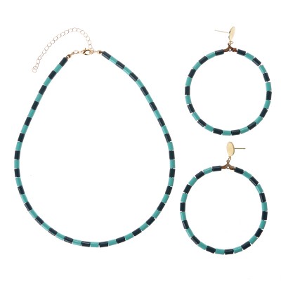 2020 fashion hematite bead jewelry sets boho charm necklace and earring set